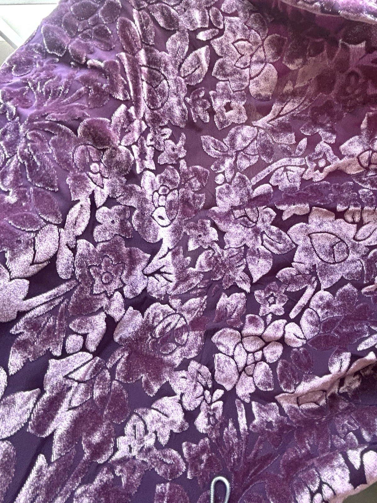 (3) 90’s Burnout Velvet Draping Swags Plum Window Scarf Floral Moody Witchy Boho