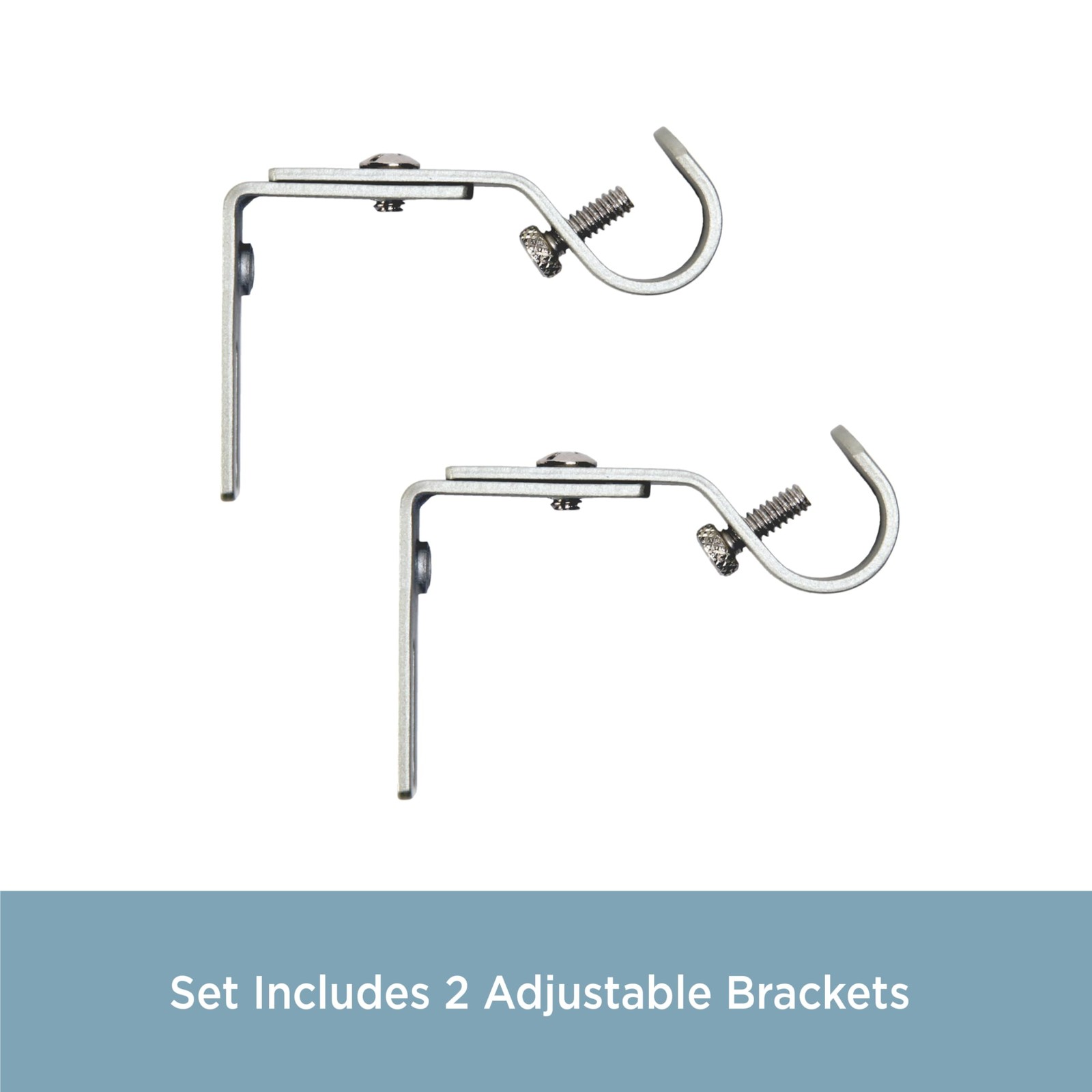 Adjustable Curtain Rod Mounting Brackets Brushed Nickel 5/8 Inch 2.5-3 Set