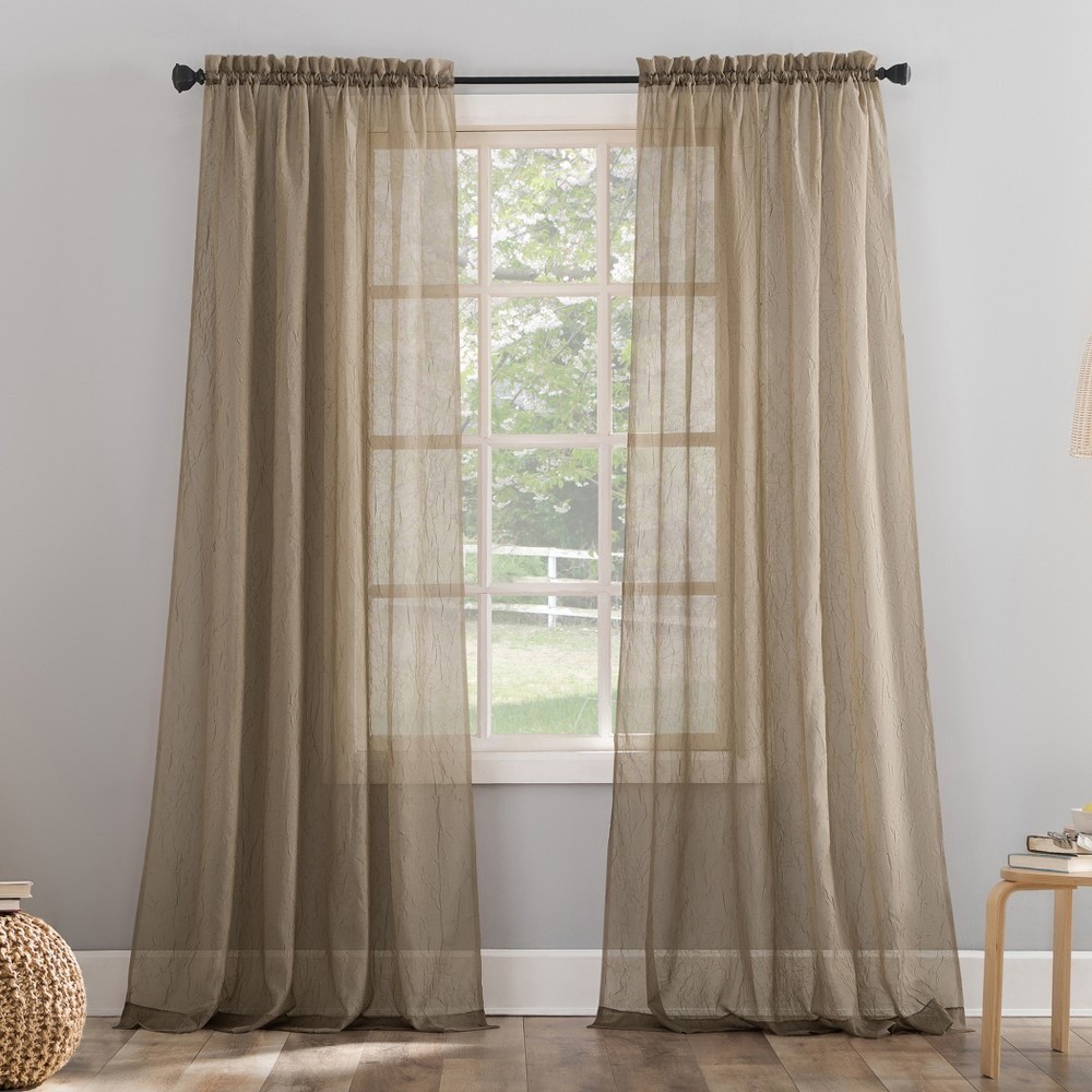 No. 918 Erica Sheer Rod Pocket Curtain Panel Pair 51×63 Taupe