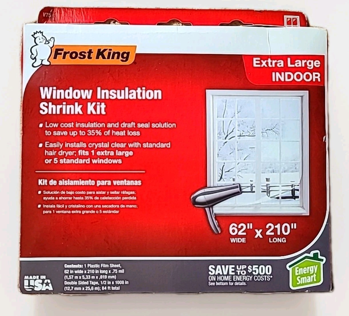 Frost King Extra Large Window Insulation Shrink Kit *Indoor* 62″ x 210″ #V75