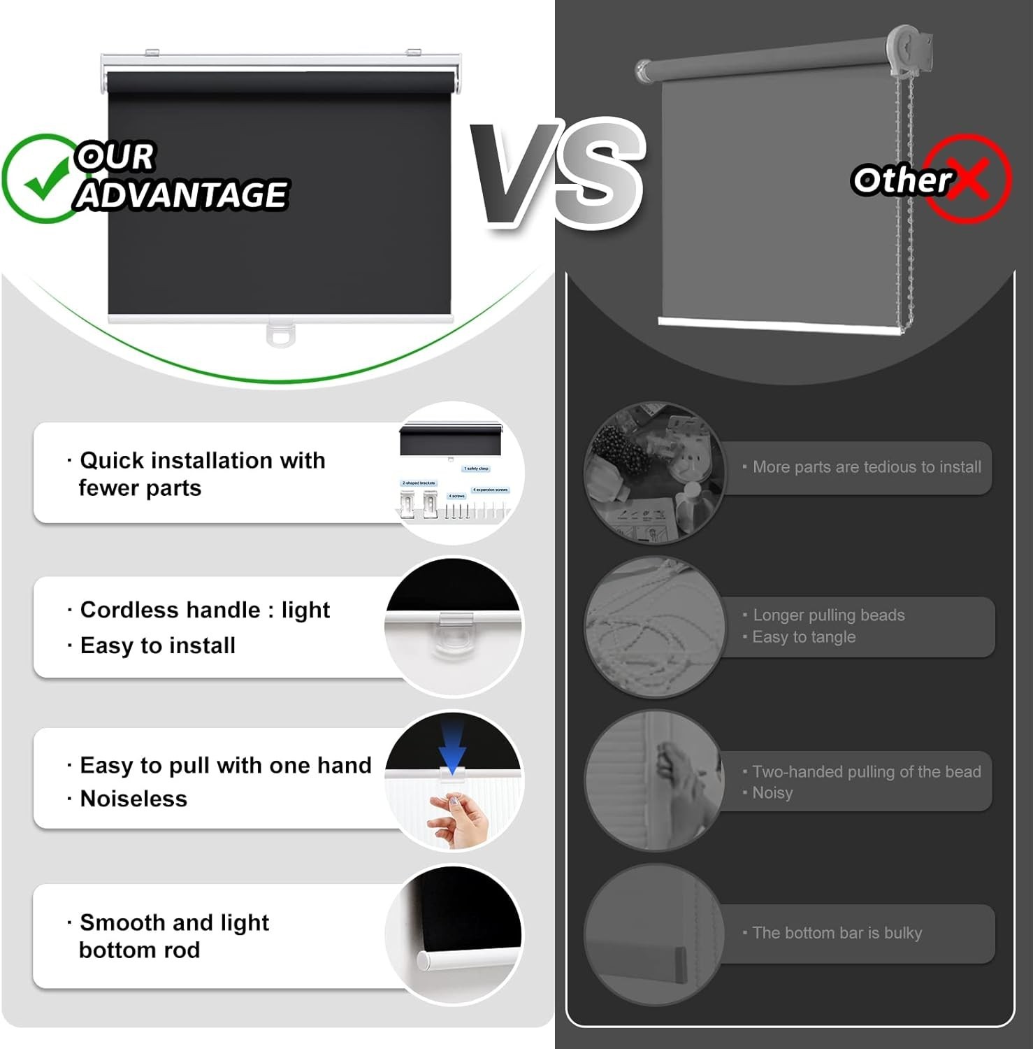 Thermal Insulated Cordless Roller Blinds – 30″ x 72″ With Elegant Black Design**