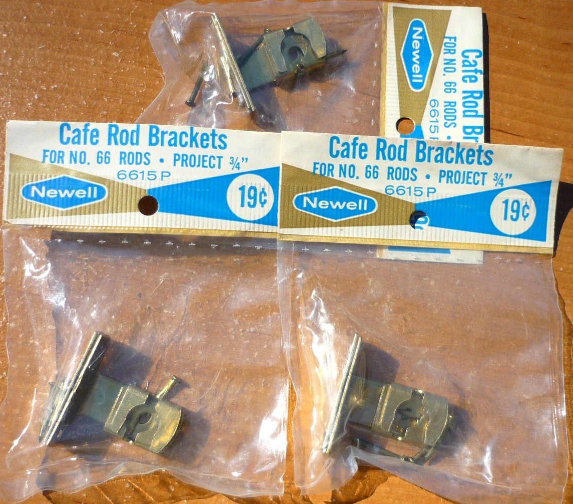 (3 PAIR) Brass Finish 3/4″ Outside Mount Slide In Style Sash Rod Cafe Brackets