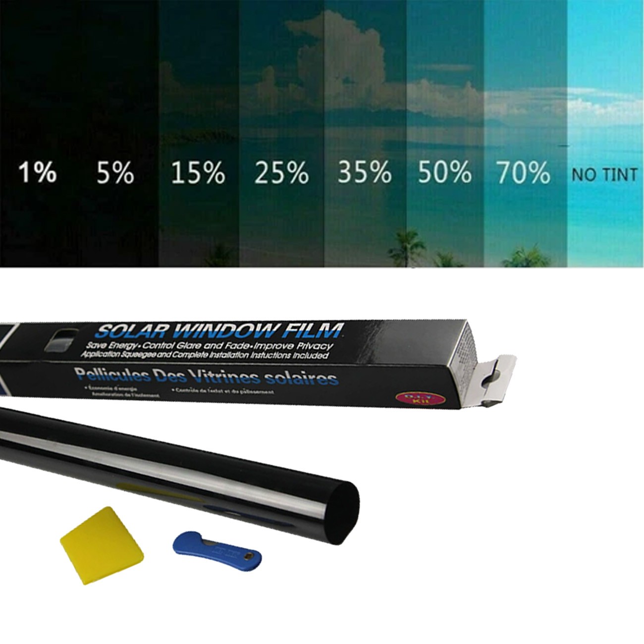 20″ x 10FT/20FT Uncut Roll Black Window Tint Film 5% VLT For Car Home Office