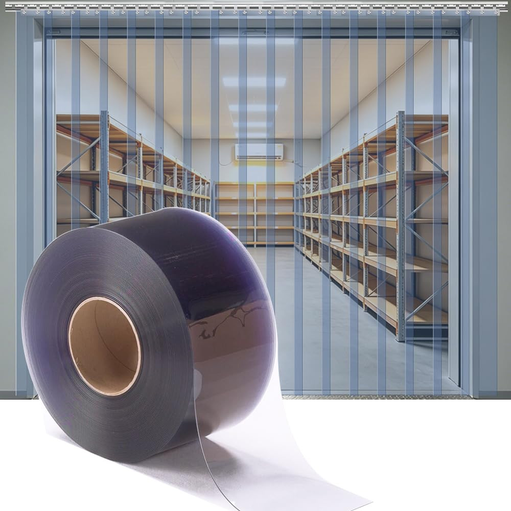 Plastic Strip Door Curtain, Clear Flat PVC, 40 Ft * 7 in * 0.06 in | Bulk Roll f