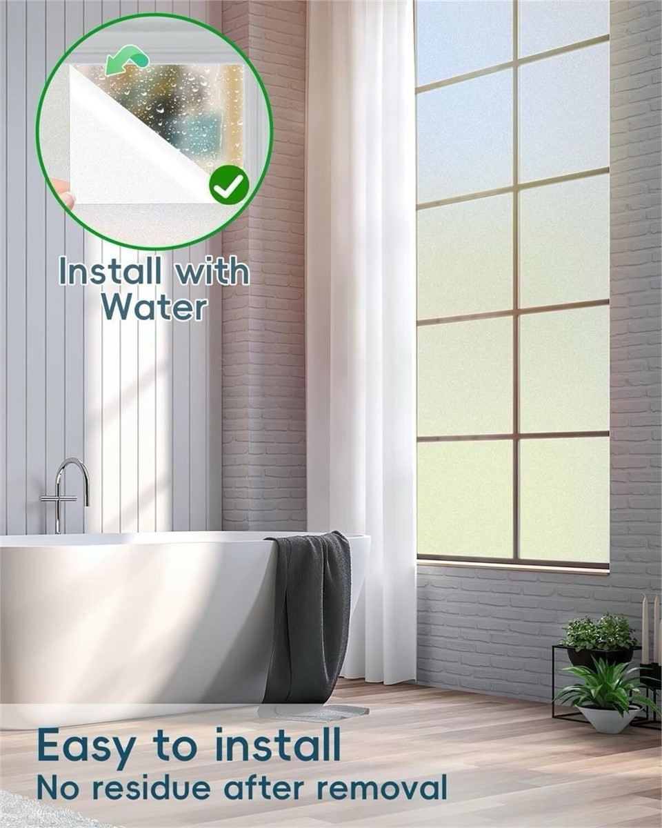 Frosted Glass Window Privacy Film for Door Static Cling Tint for Home Anti-UV
