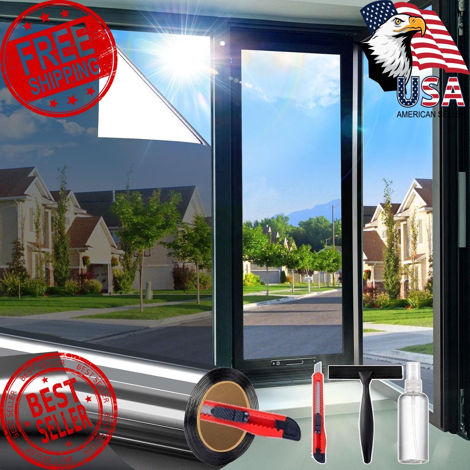 Dwersty Window Privacy Film Black Silver 29.5″x78.74″