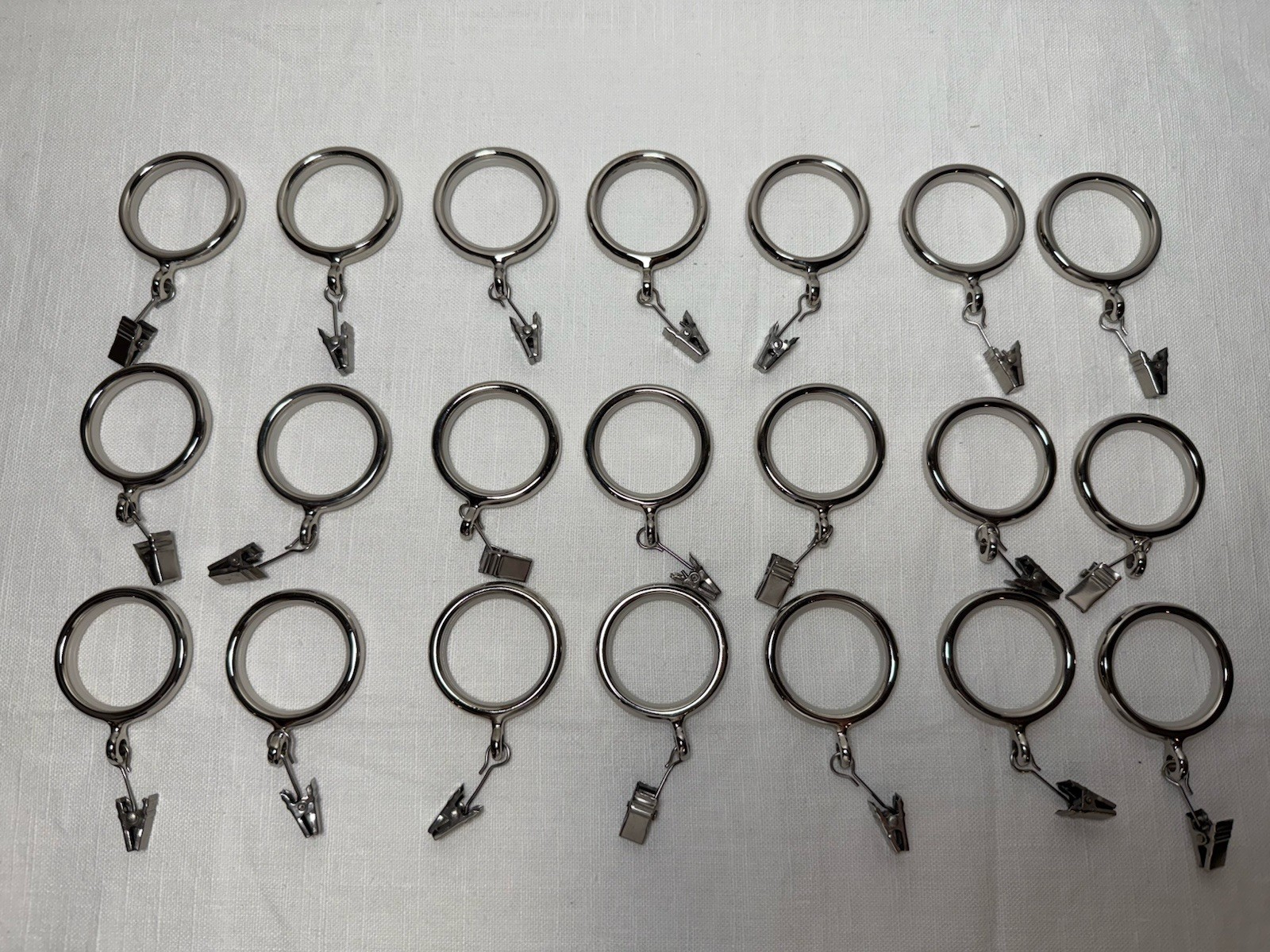 Pottery Barn Quiet-Glide 1.25″ Round Curtain Rings w/ Clips, Polished Nickel