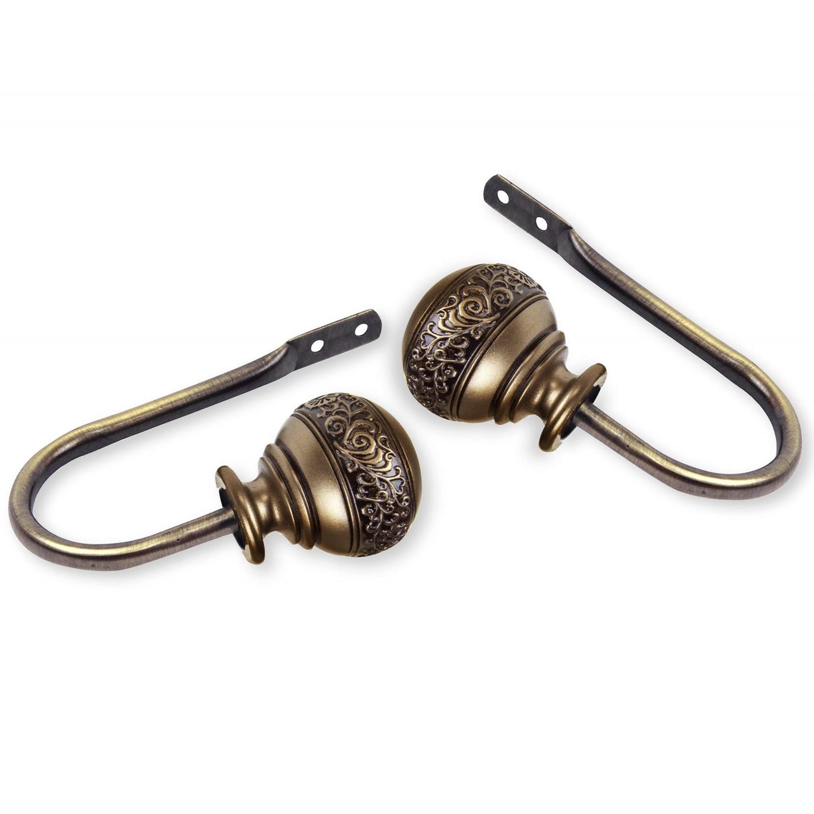 InStyleDesign Nadine Curtain Holdback Pair – n/a Antique Brass Brass Finish