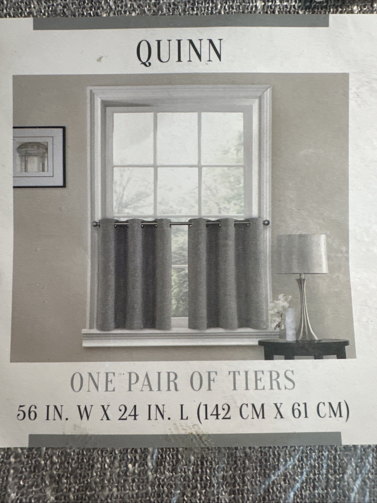 Quinn Pair Of Tiers 56″ L x 24″ W Grommet Kitchen Window Curtain Grey China