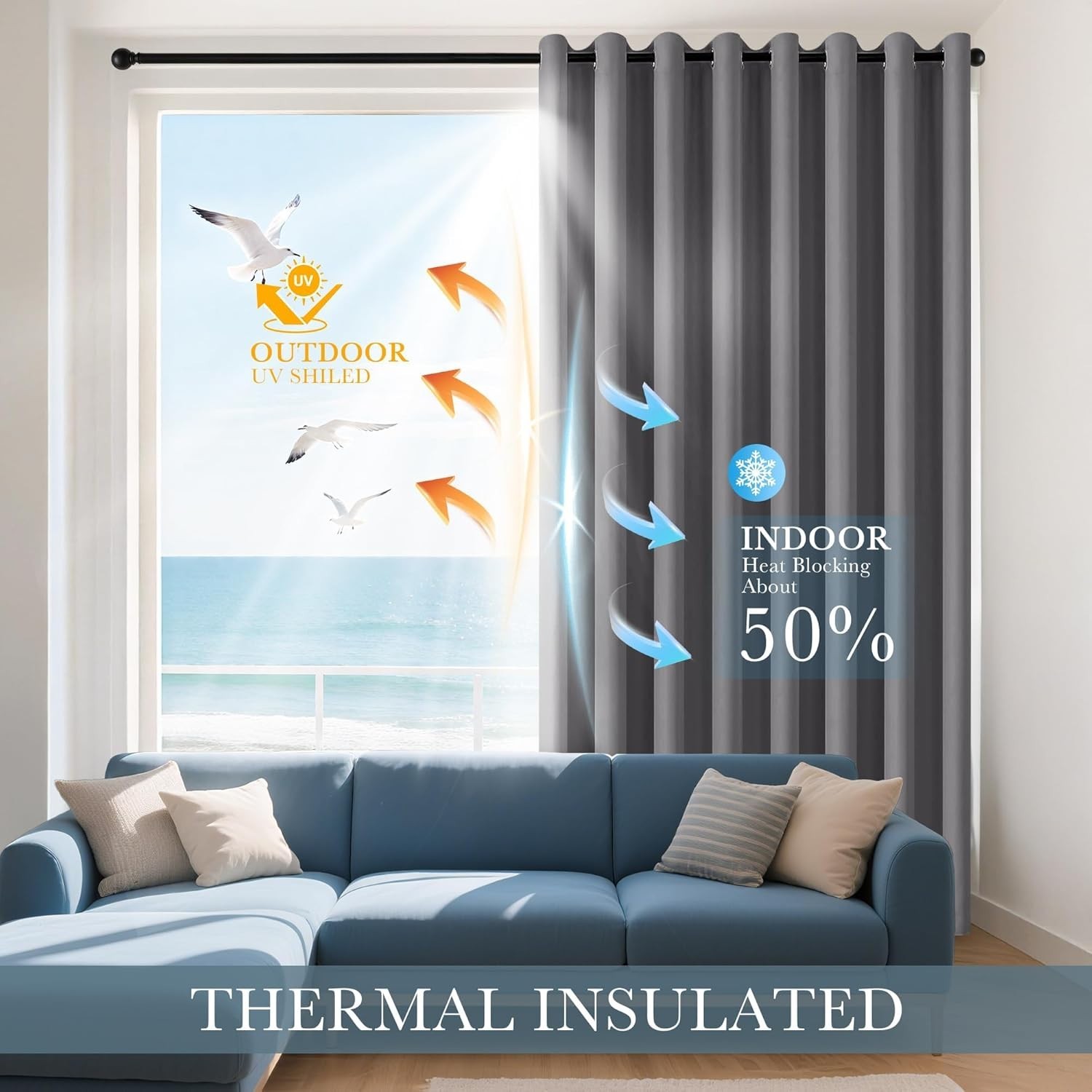 New Outdoor Unlined Thermal Blackout Window Drape Curtain Patio Panel 1 Set k68