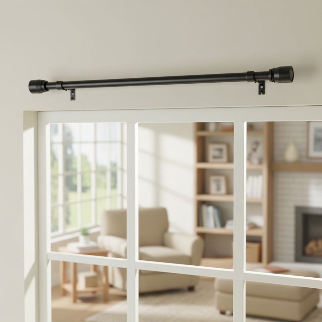Heavy Duty 1” Diameter Black Curtain Rod for 30-84” Windows – 33 lbs Capacity
