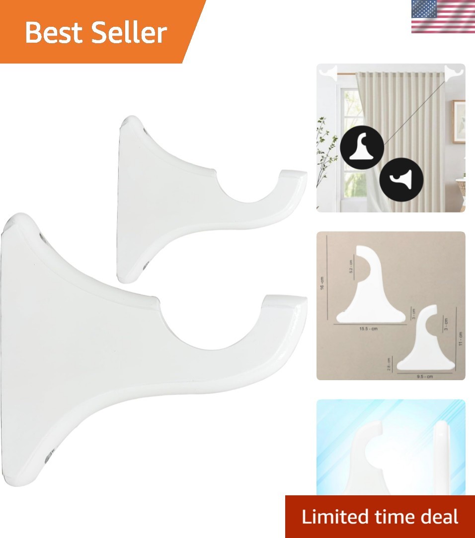 Stylish Wooden Drapery Support Brackets for Heavy Fabrics – Pure White, Set of 2