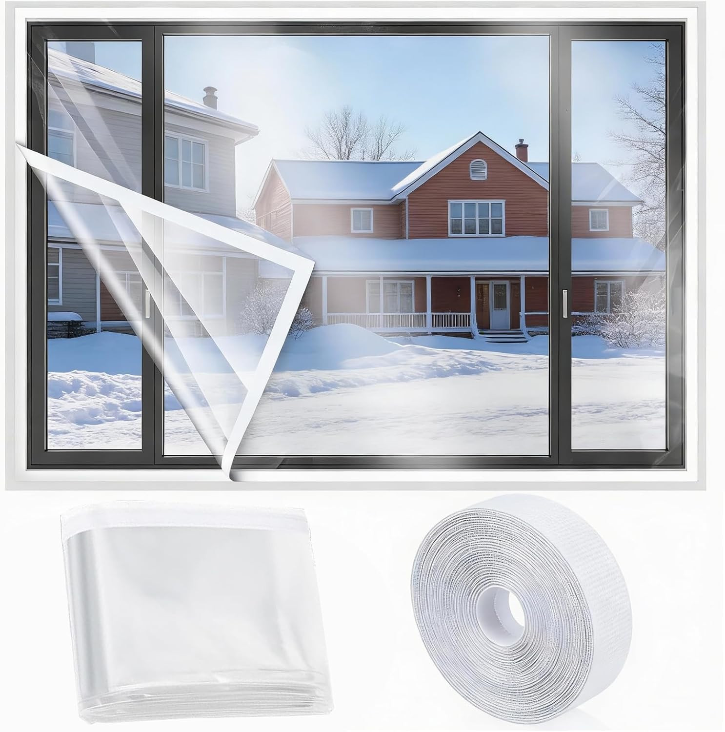47 X 63 Inch Window Flim Insulation Kit for Winter, Clear Transparent Window