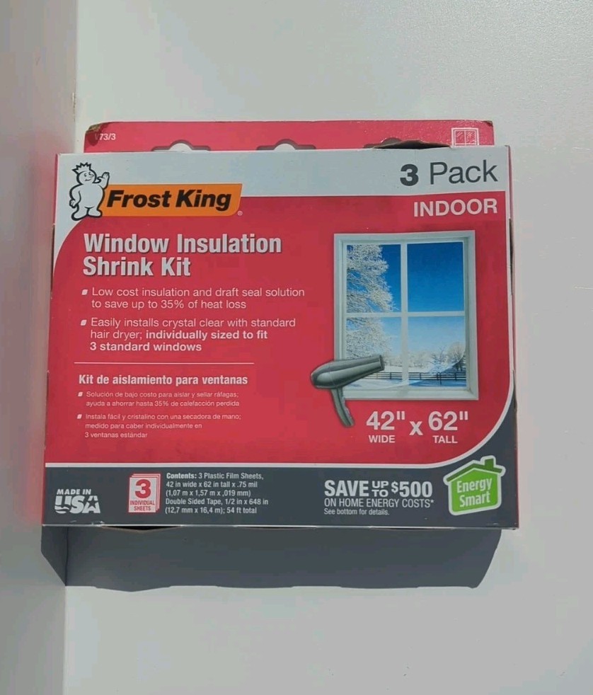 Frost King 42 in. x 62 in. Window Insulation Shrink Kit – 3 Pack V73/3 New
