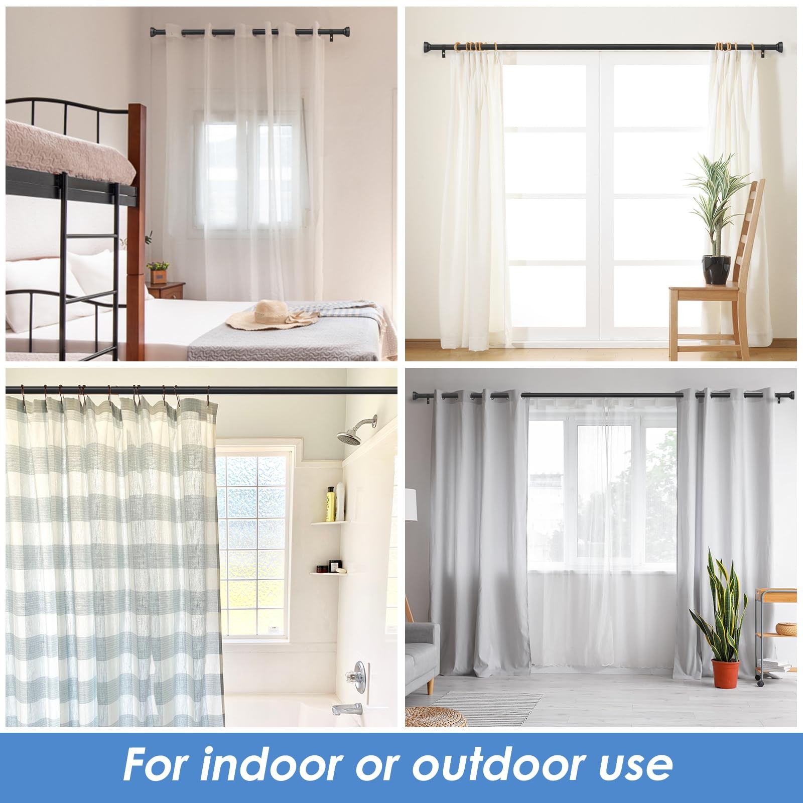 Yajuxiu Rustic Curtain Rod Industrial Curtain Rods For Windows 168 To 240