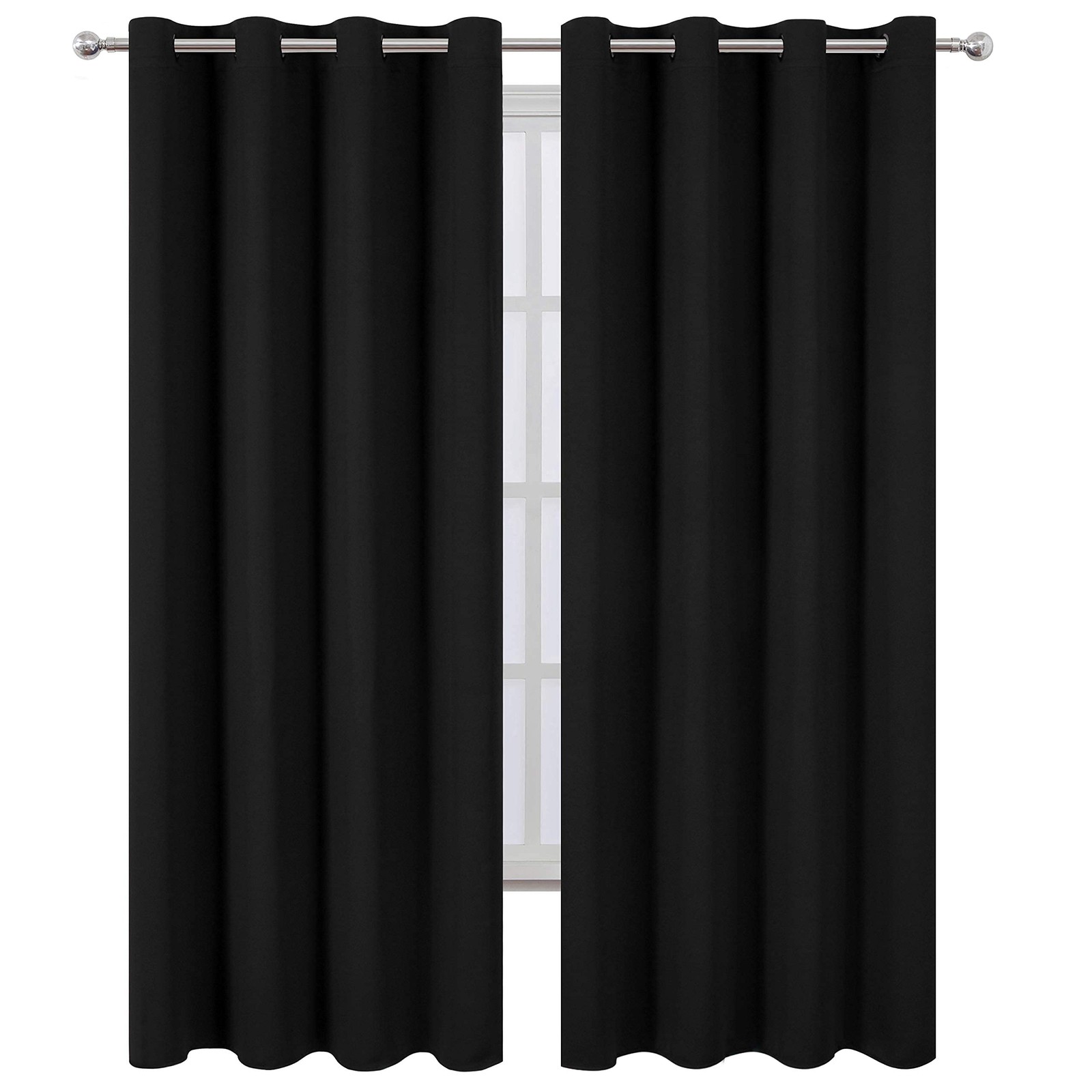 Blackout Curtains 52 x 84 inches Long Black Curtains Set of 2 Panels