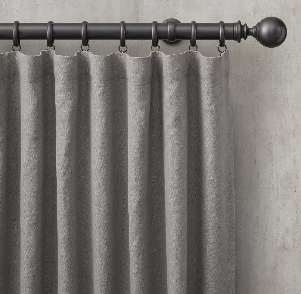 Restoration Hardware Washed Belgian Linen Drapery Panel 50″W x 108″L Mist $400.0