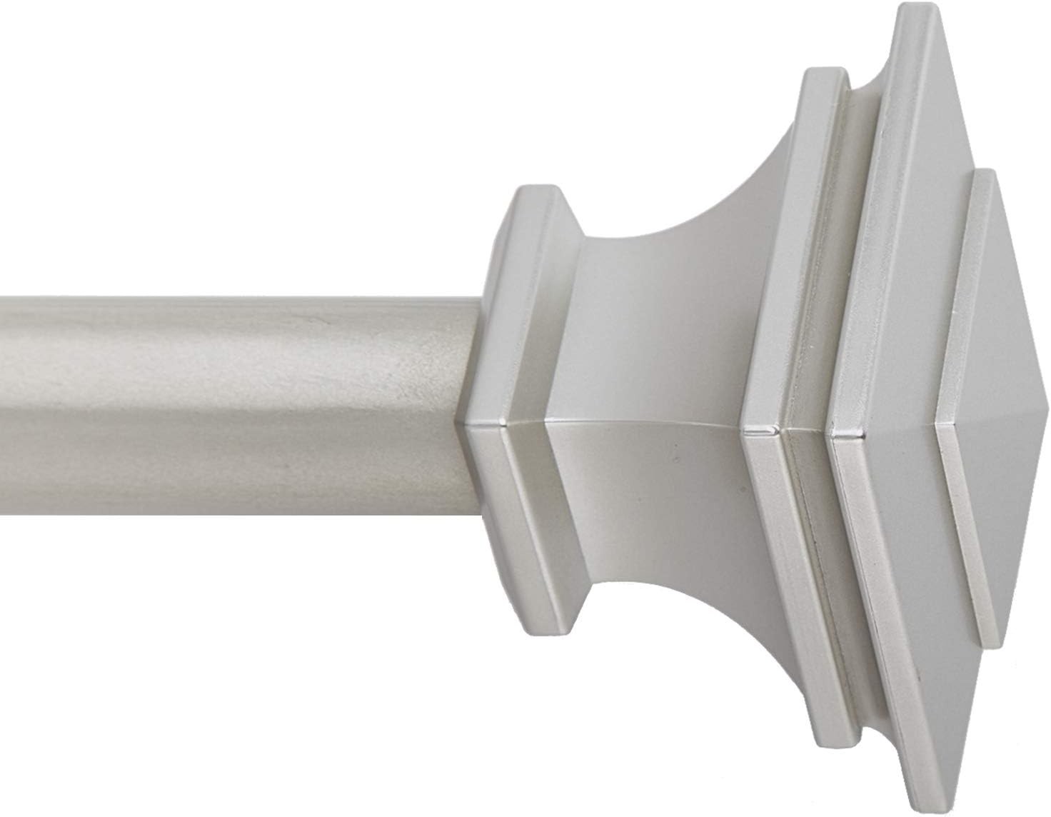 SnugSet 1″ Nickel Andrew Square Adjustable Single Curtain Rod, 72″-144″