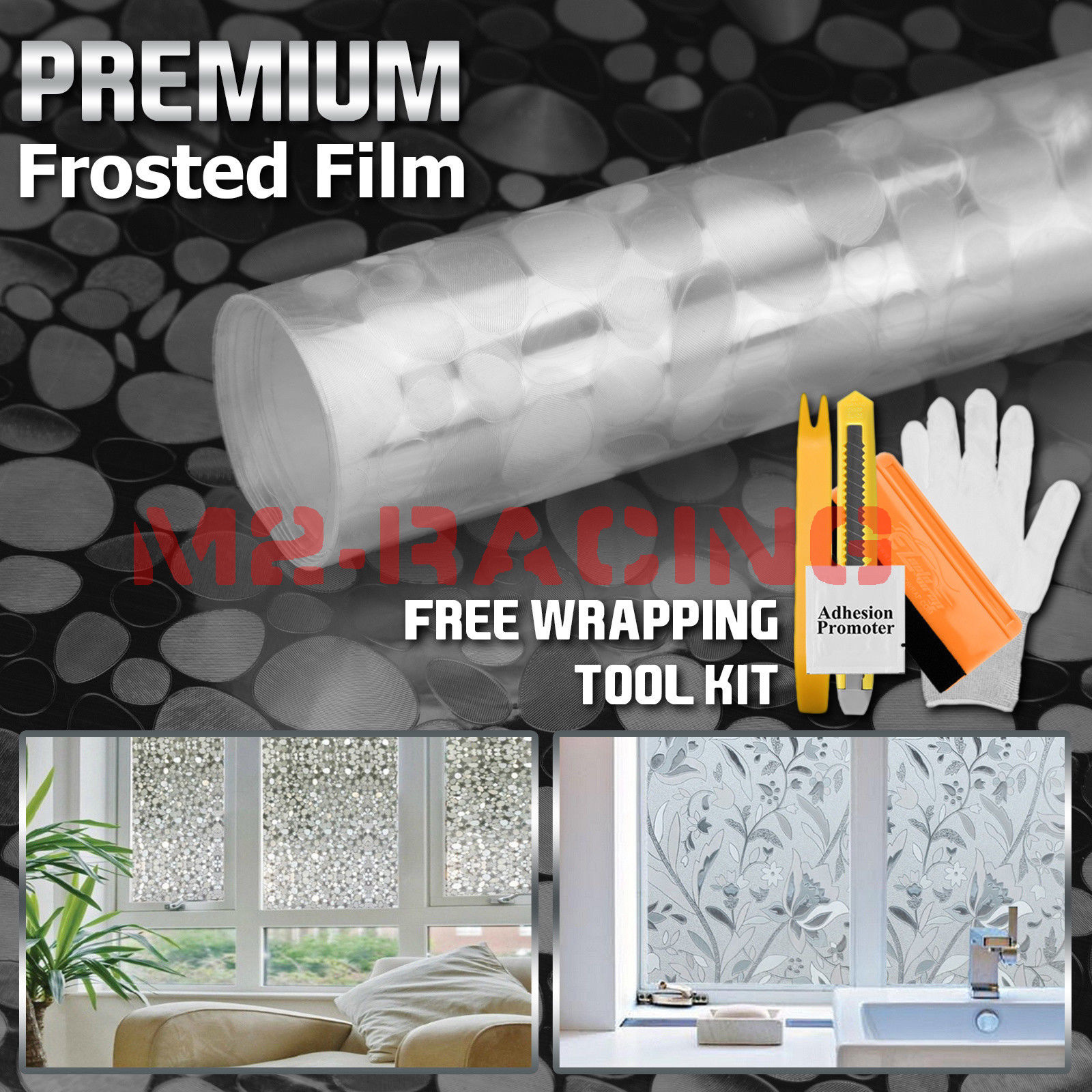 【Frosted Film】 Glass Home Bathroom Window Security Privacy Sticker #4002