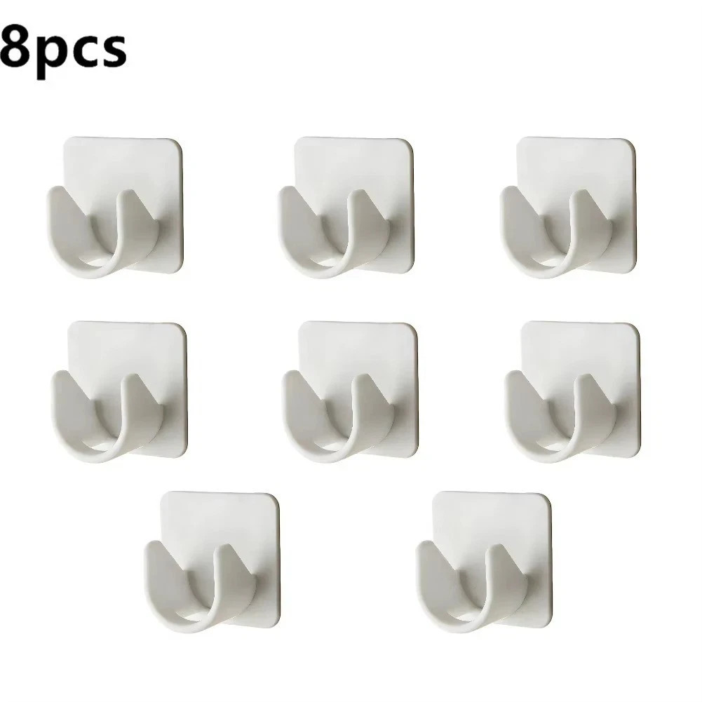8PCS Nail Free Adjustable Curtain Rod Clip Brackets Self Adhesive Holder Hooks