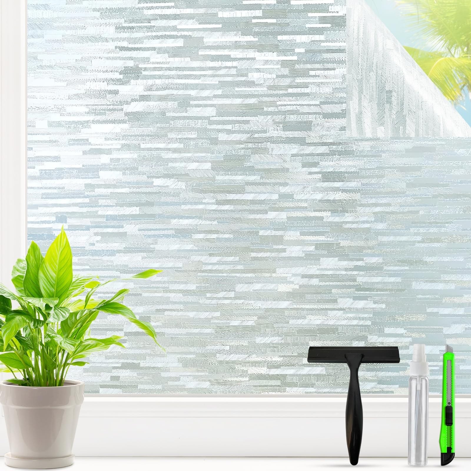 Frosted Glass Window Privacy Film Decorative, Bathroom Window Privacy Film fo…