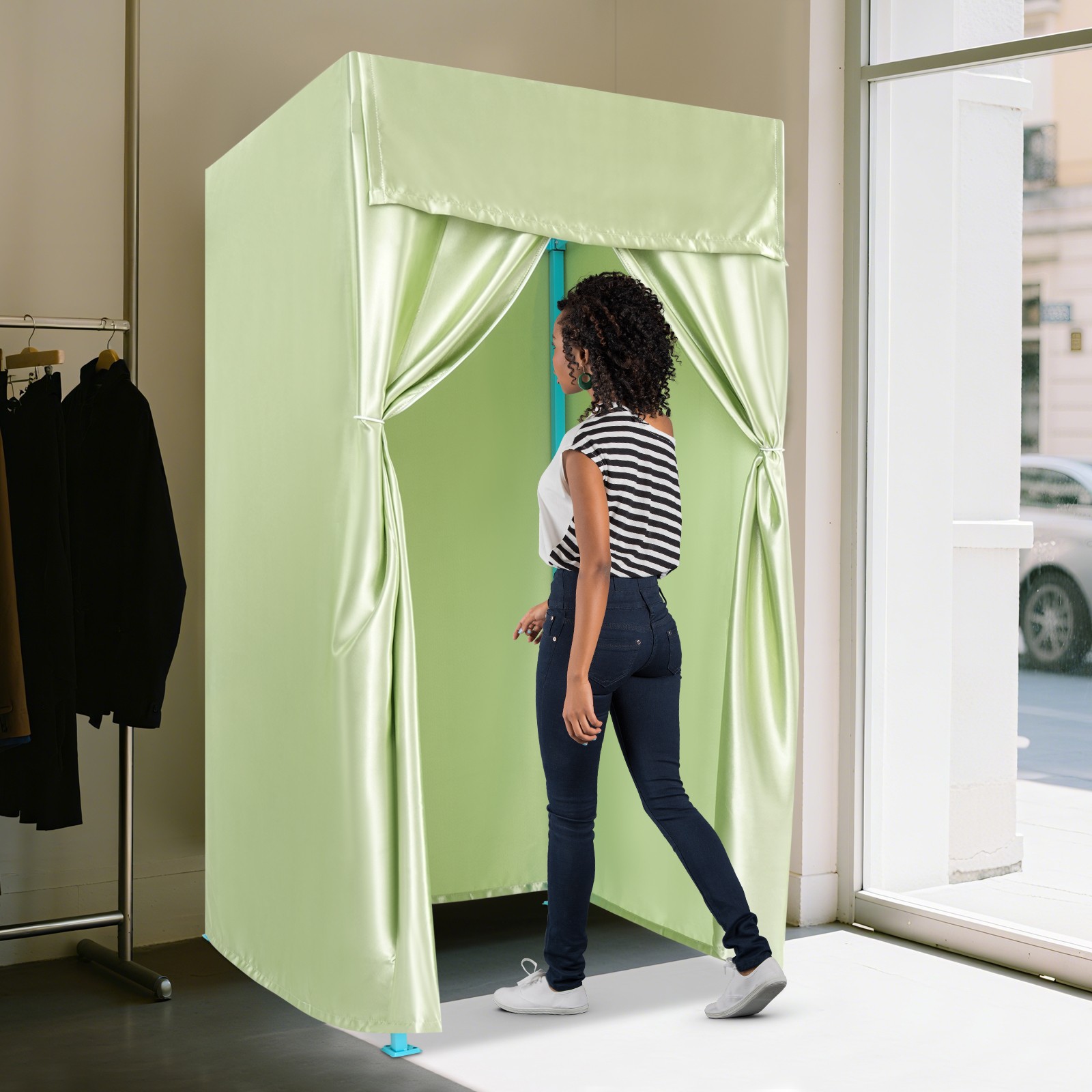 Foldable Fitting Room Portable Freestanding Privacy Dressing Room 100x100x200cm