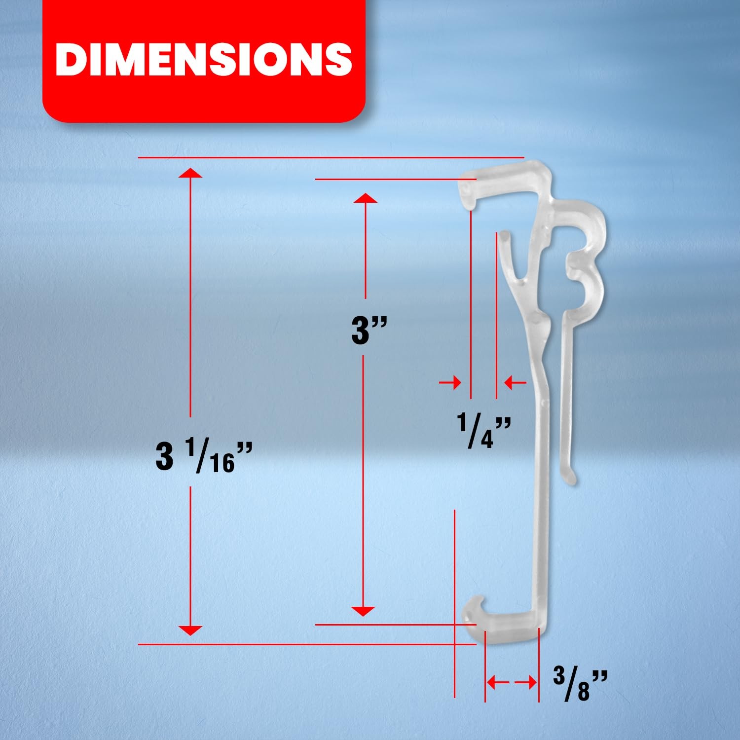 Amazing Drapery Hardware 3.0 Inch Clear 0.4″W x 3″L (Pack of 10),