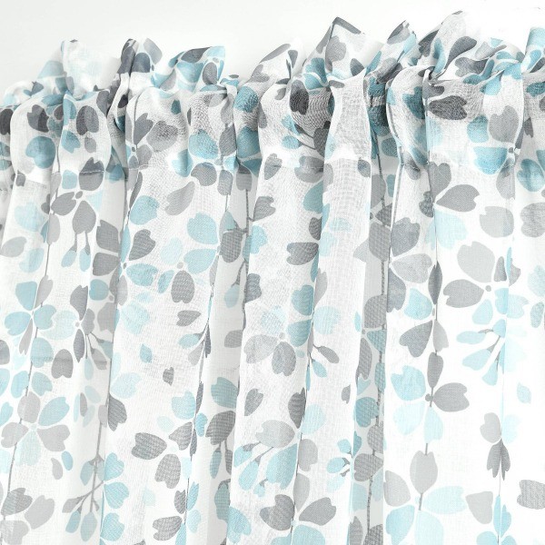 2pk 38"x84" Sheer Weeping Flower Curtain Panels Blue/Gray