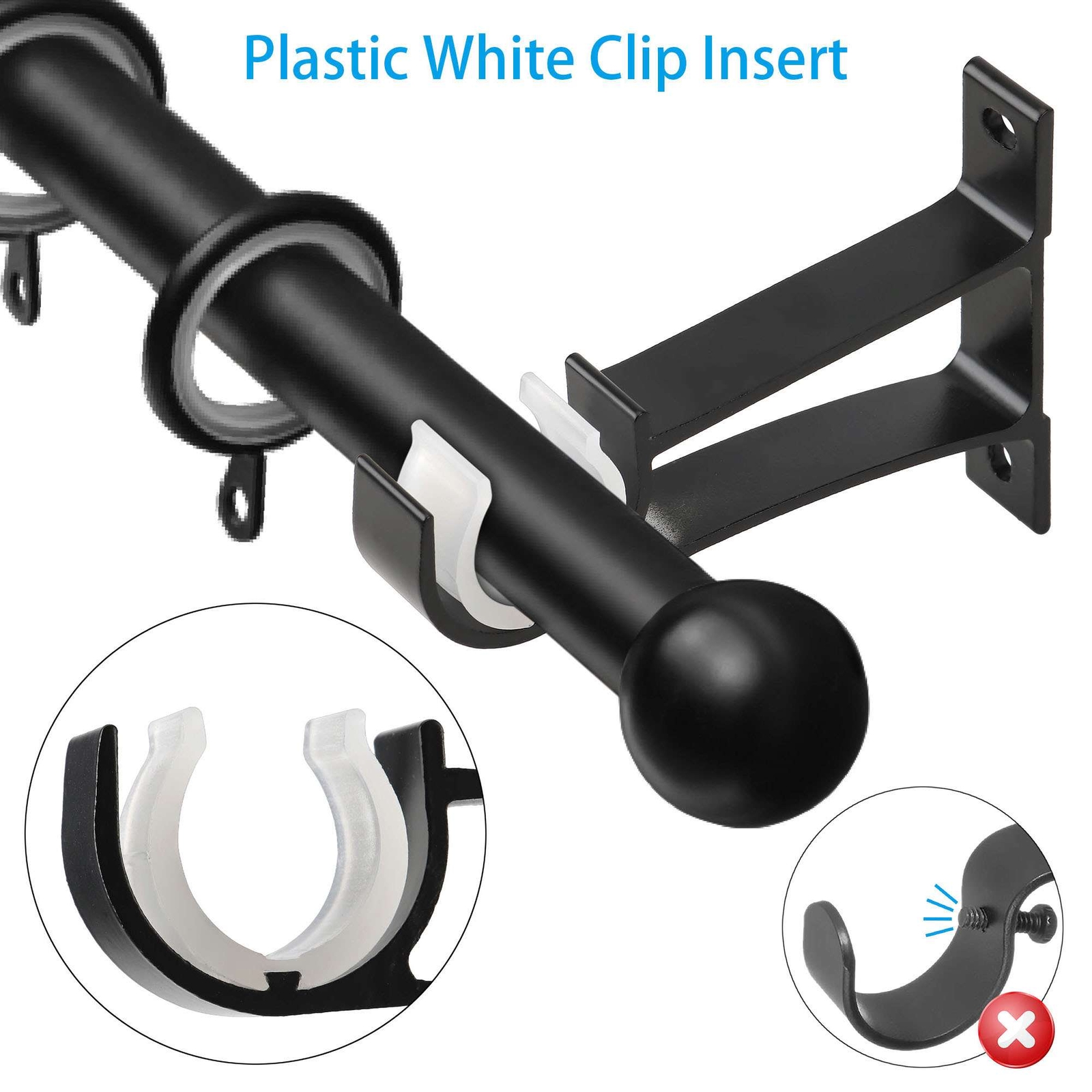 2/4/6PCS Curtain Rod Hooks Heavy Duty Curtain Rod Bracket Rod Support Hanger