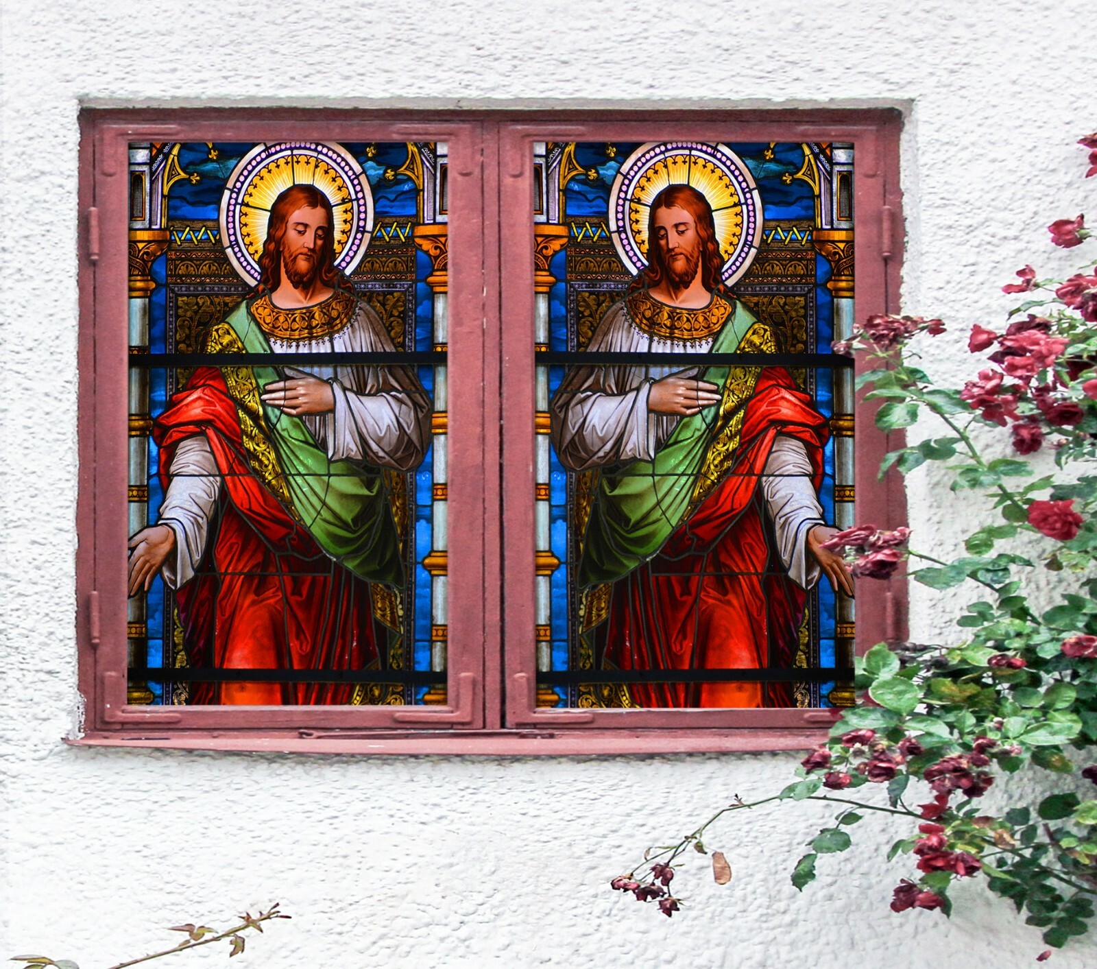 3D Red Man ZHU435 Window Film Print Sticker Cling Stained Glass UV Zoe