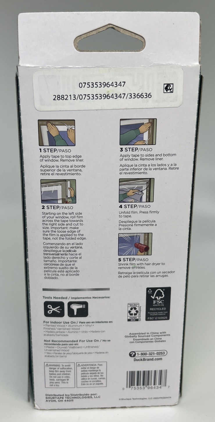 2 Box Lot – Duck Brand Indoor 62 inch x 420 inch 10 Window Insulation Kit