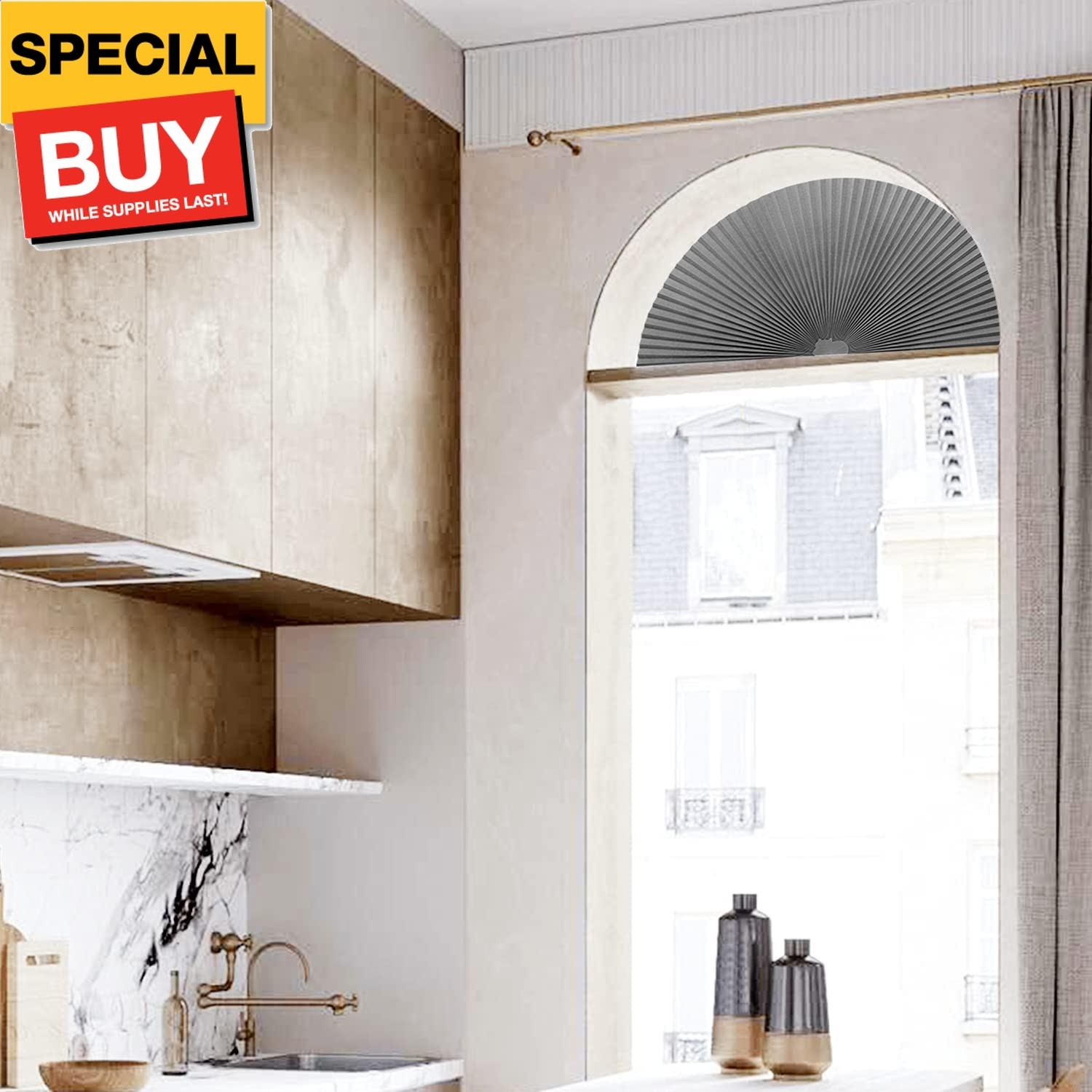 Arch Window Pleated Blinds Easy Cut and Install Pleated Shades Fliterling Linght