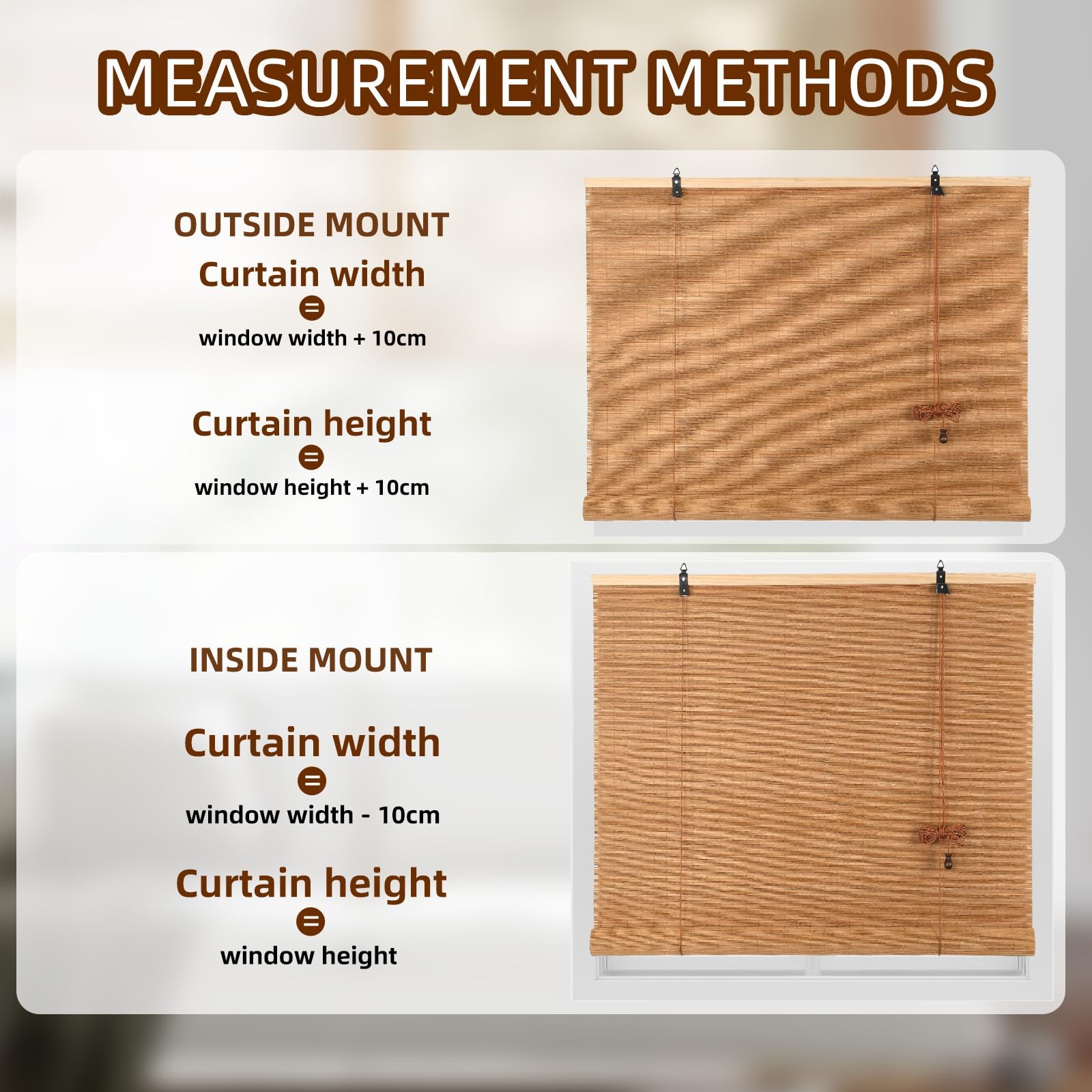 Bamboo Outdoor Roller Blinds – Waterproof, Sun Shade, Easy Install, 60″x72