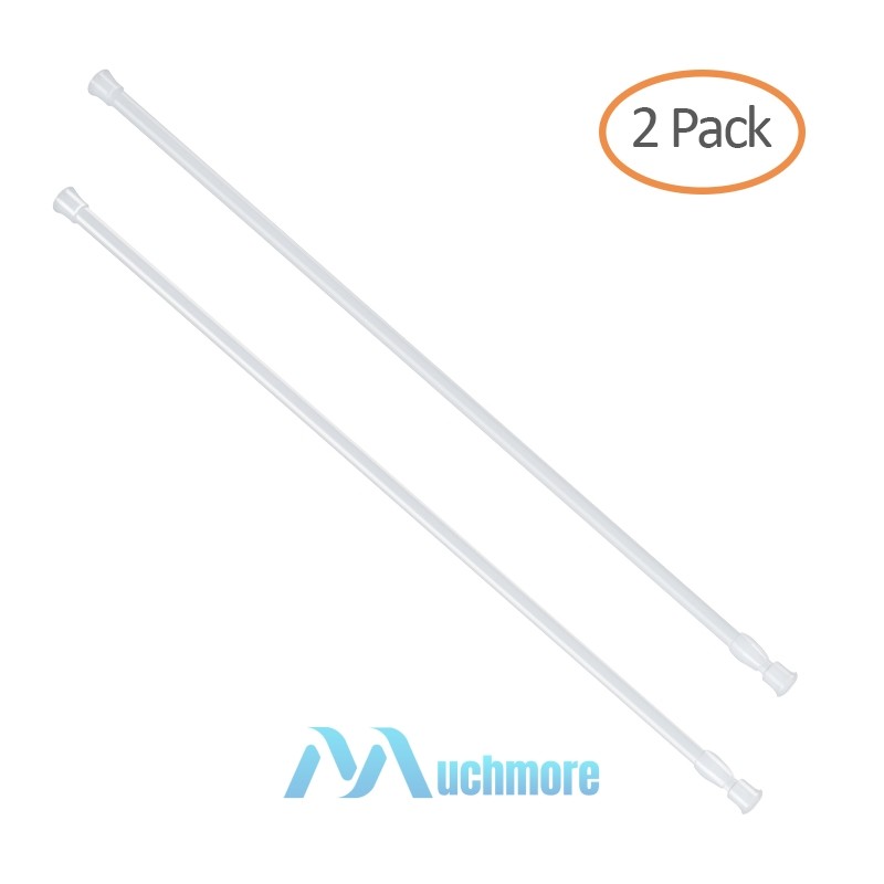 2 Pack Spring Tension Curtain Rods 23-43 Inches, White Spring Loaded Curtain Rod