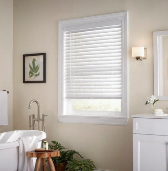 White Cordless Room Darkening 2 in. Faux Wood Blind – 17.5 in. W x 64 in. L