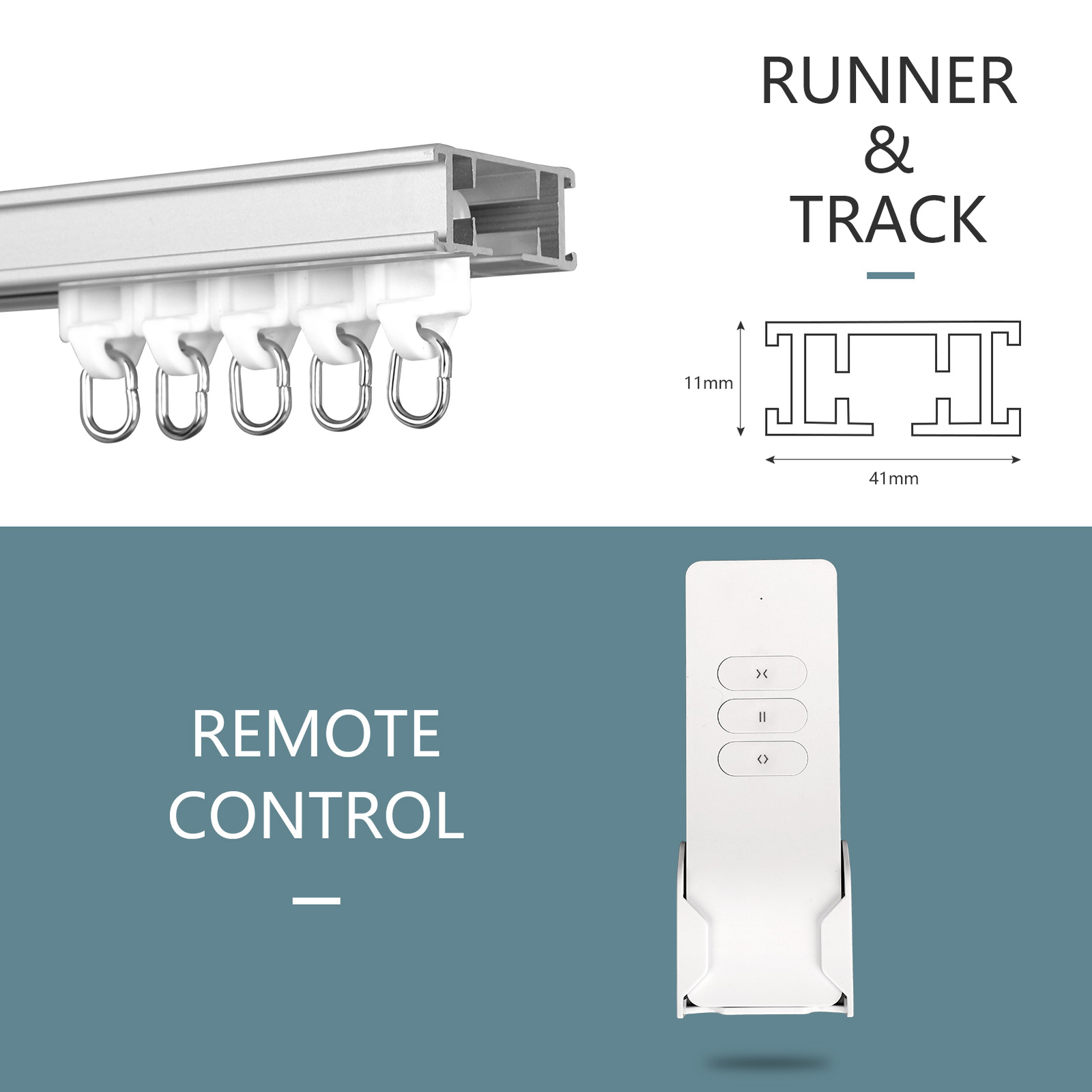 Curtain Motor Track System Remote Control 87″-244″ Motorized Curtain Track Motor