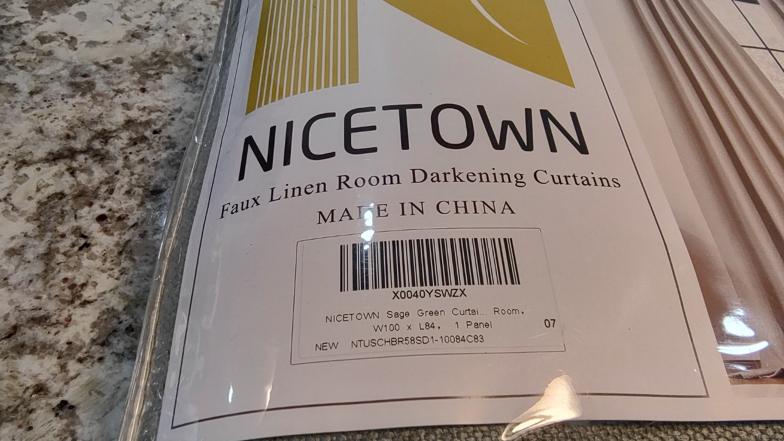 Nicetown- Faux Linen Room Darkening Curtains Made in China W100XL84 1 Panel Sage