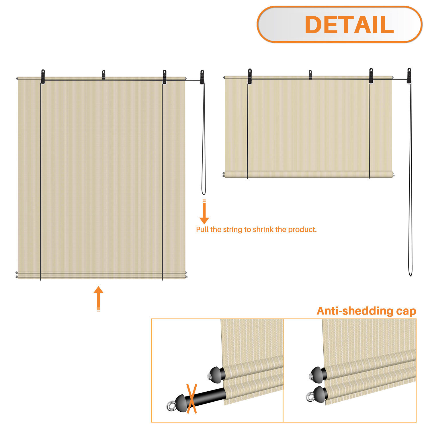 Roller Shade Roll Up Shade Office Blind for Outdoor Patio Balcony Porch Pergola