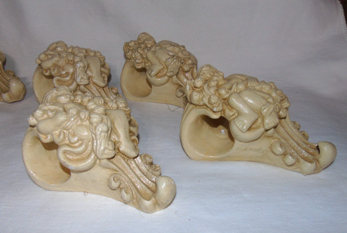 2 Shabby Chic Cherub Curtain Rod Holders/Supports Mexico Vintage