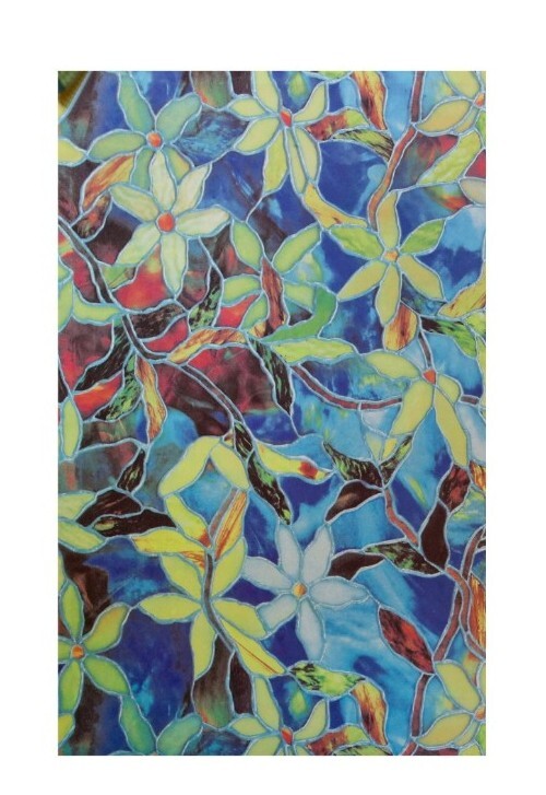 Privacy Window Film ~ Floral Window Sticker ~ 17.7″ x 78.7″ ~ FLOWER STAIN GLASS