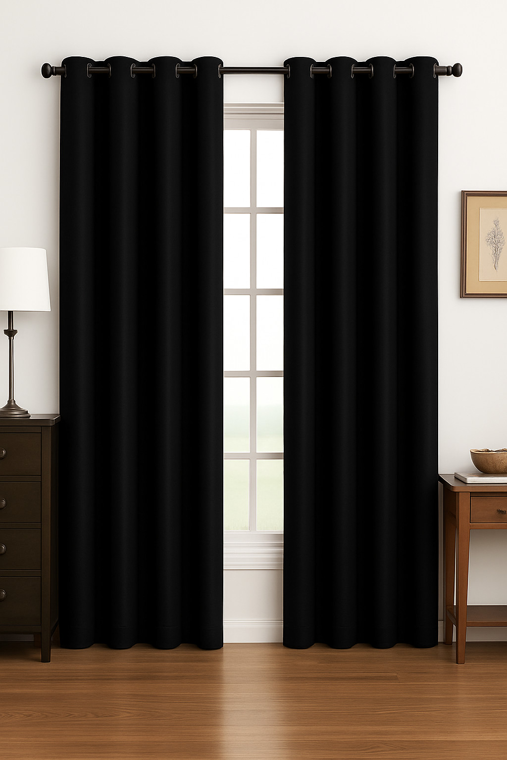 2 Panels Curtains Set Each 54×84 Inch Glow Faux Silk 8 Grommets Light Blocking