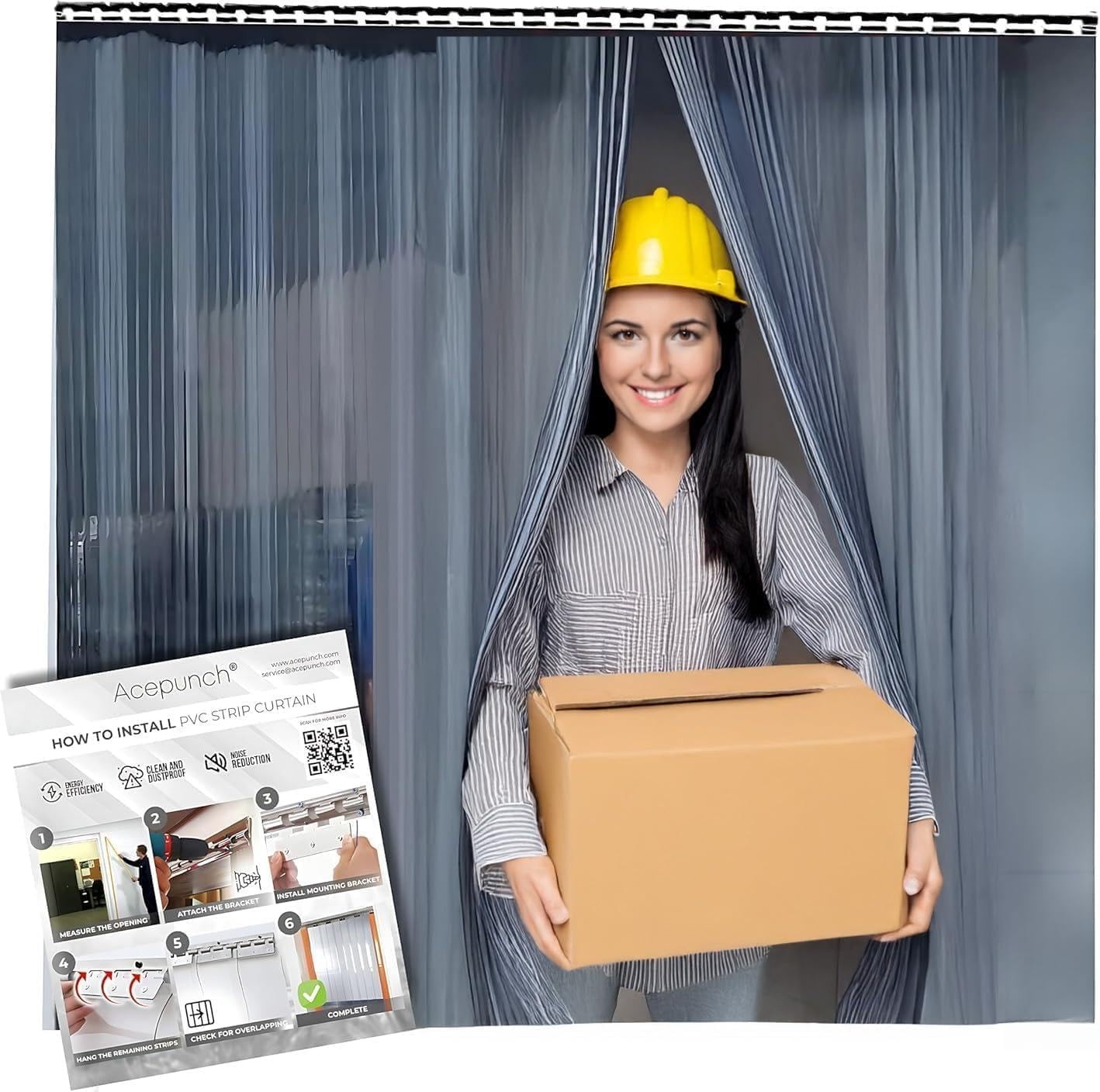 PVC Strip Curtain Kit 48″x84″ Heavy Duty Waterproof Insulation for Warehouse