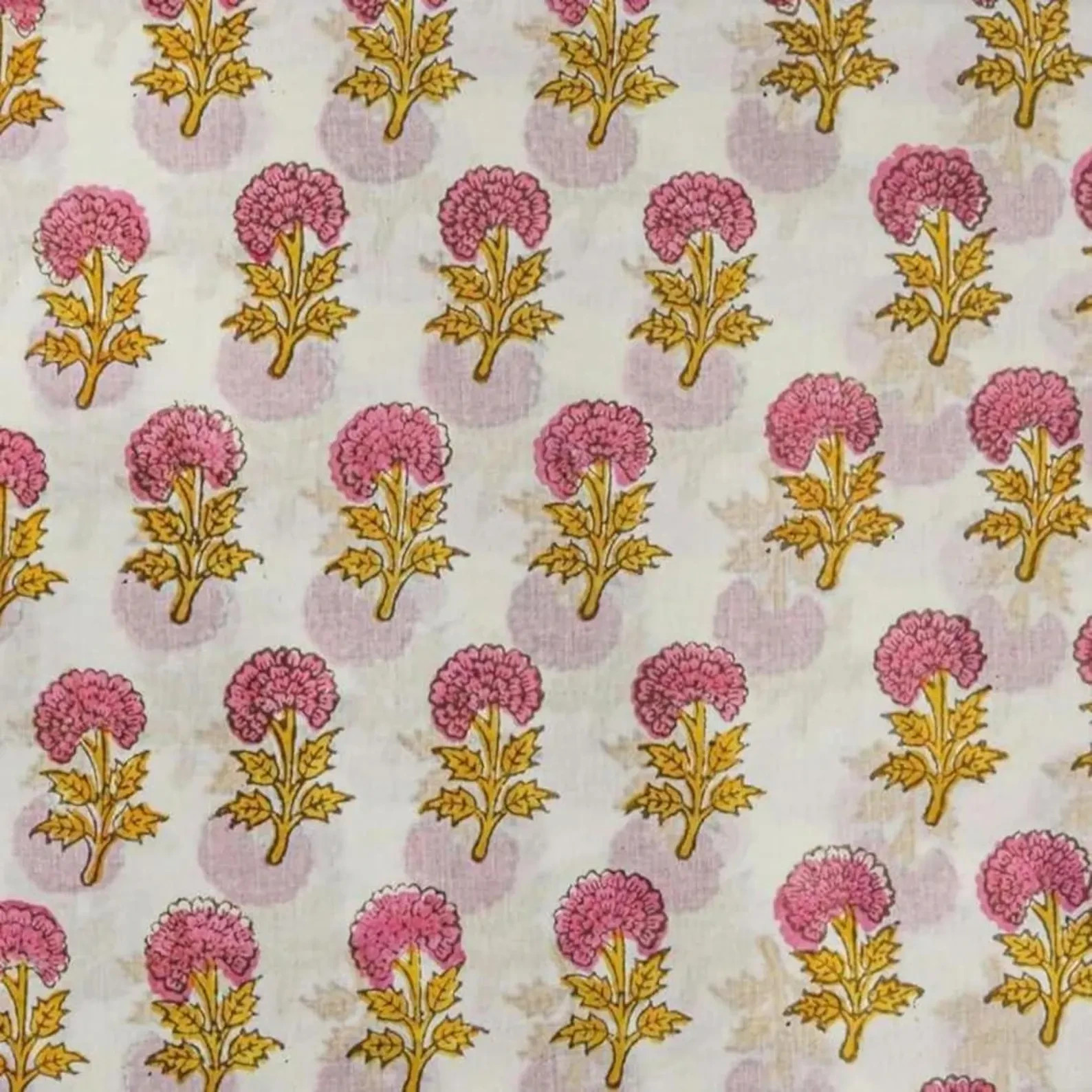 Hand Block Print Cotton Curtains Floral Boho Window Drapes Tab Top Set of 2