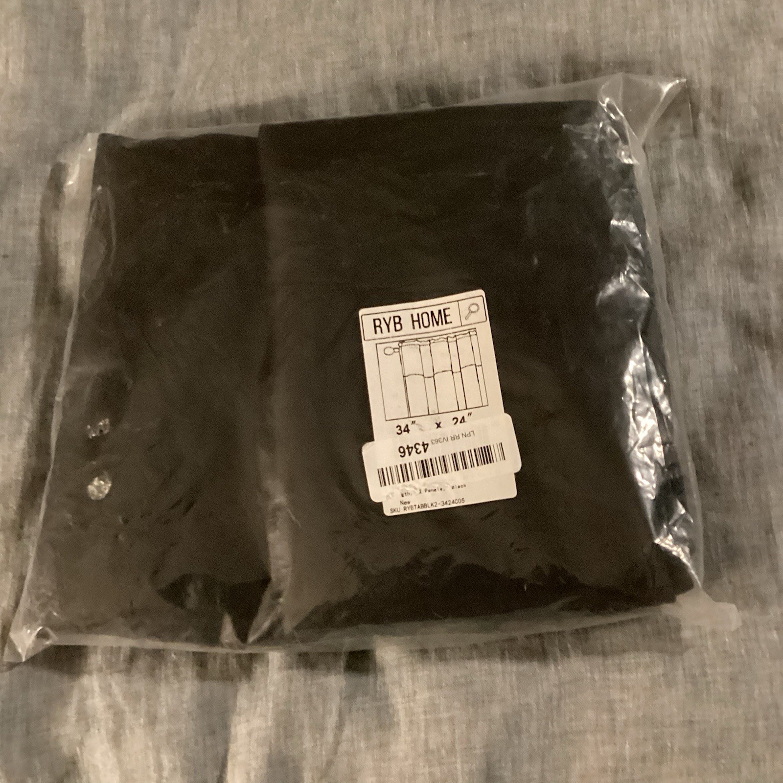 RYB HOME Blackout Curtains in Black Privacy in any room 34″ width x 24″ length