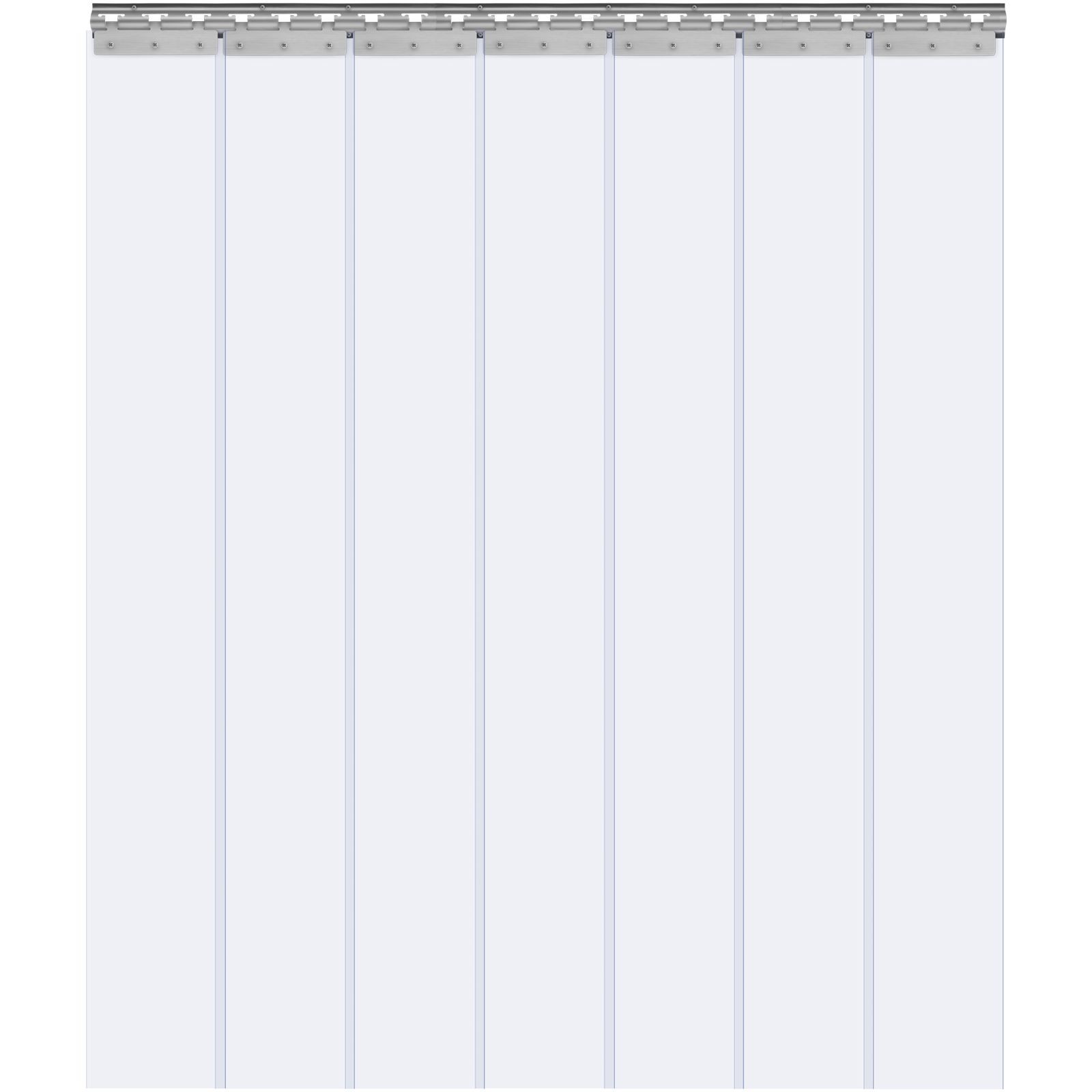 Clear PVC Strip Curtain 42in W x 84in H, 0.08in Thick, 7-Piece Set