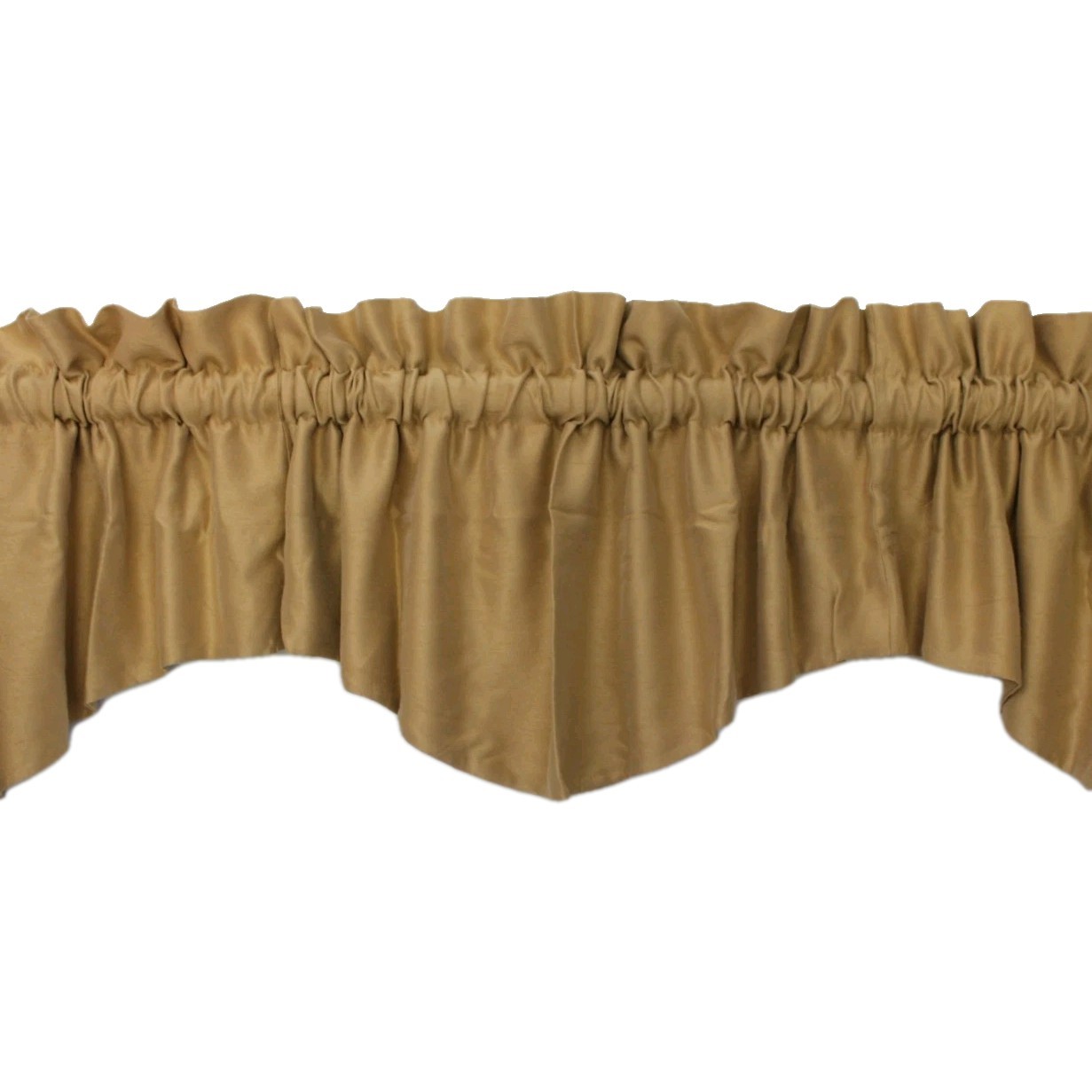 Traditional Tan Ochre Valance 85″ Tapered Tails Double-Sided Rod Pocket