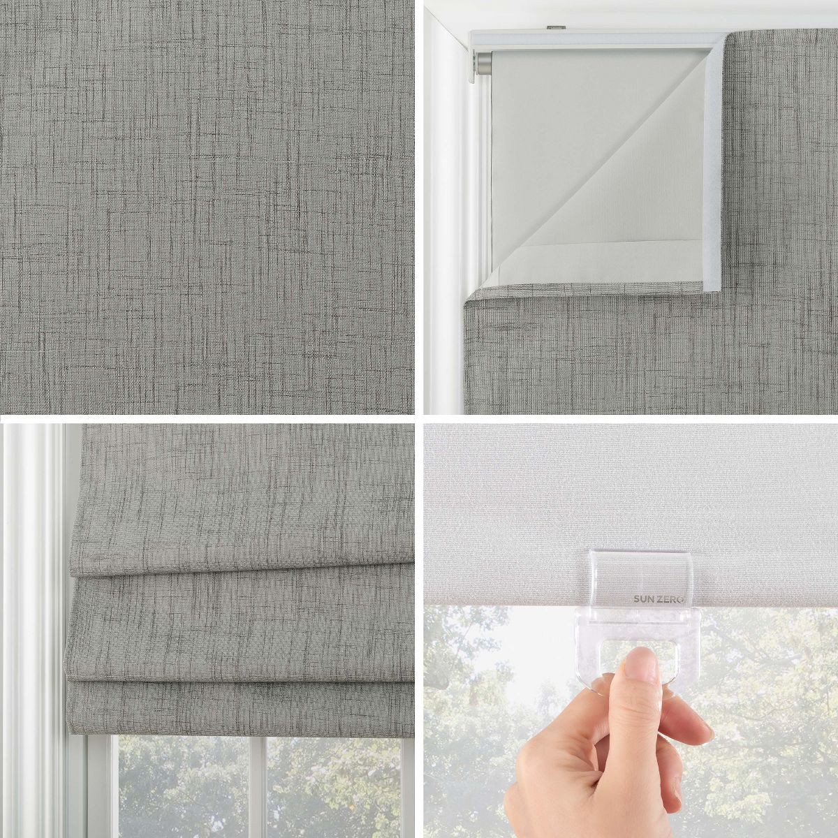 39×64 Sun Zero 100% Blackout Somerton Textured Cordless Roman Window Shade