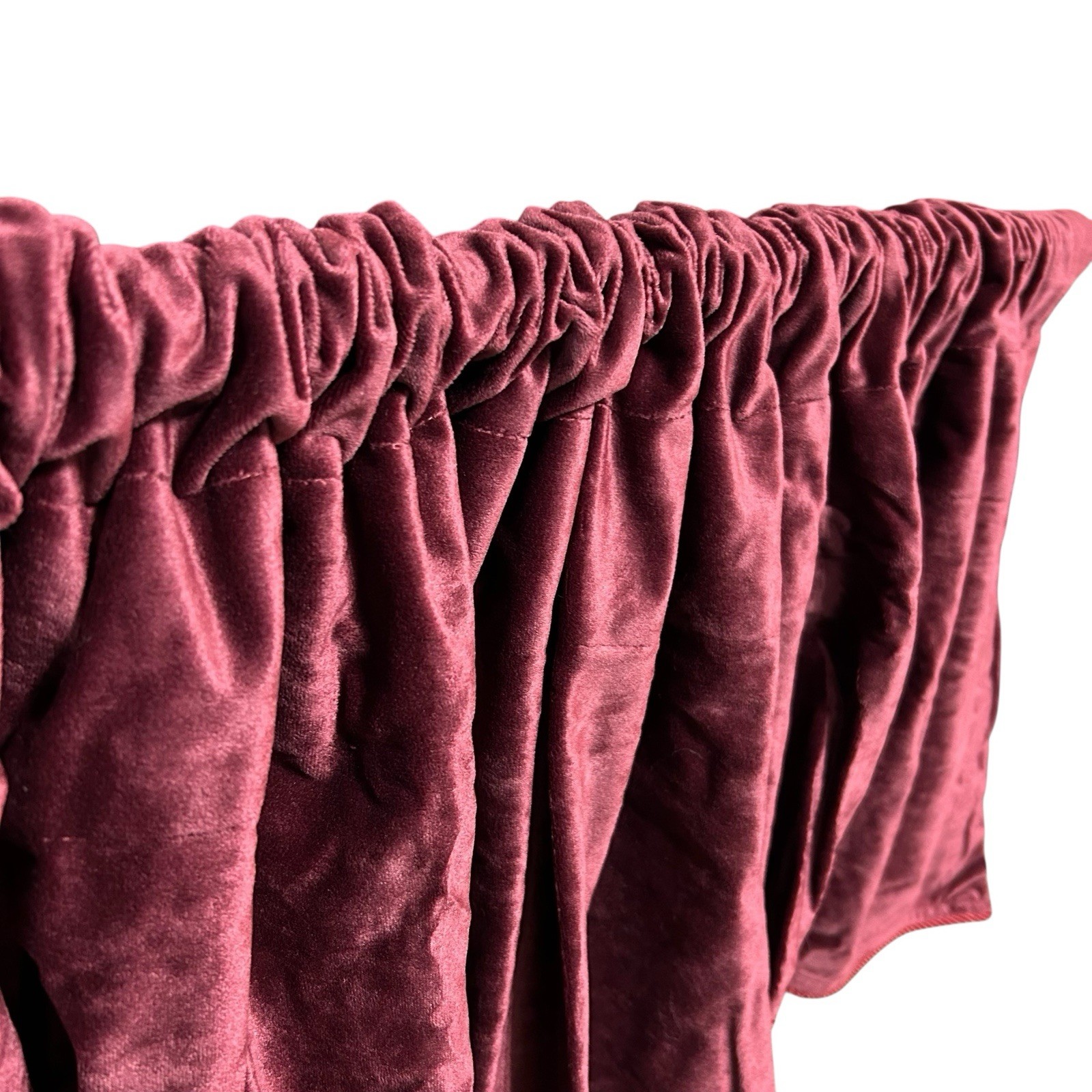1 Burgundy Velvety Valance Utica Corded Scalloped 82×19” USA Made VTG CHOOSE QTY