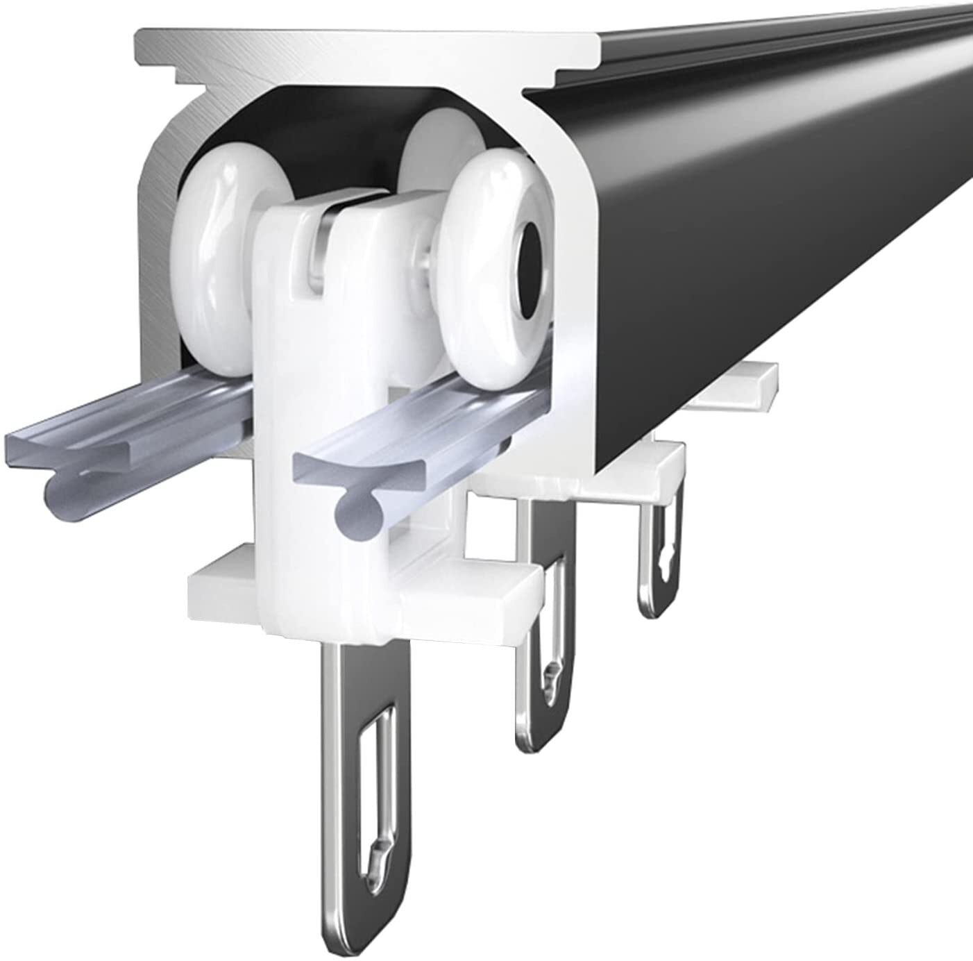 2m Heavy Duty Steel Curtain Hanging Track System w/ Rollers & Mounting Hardware