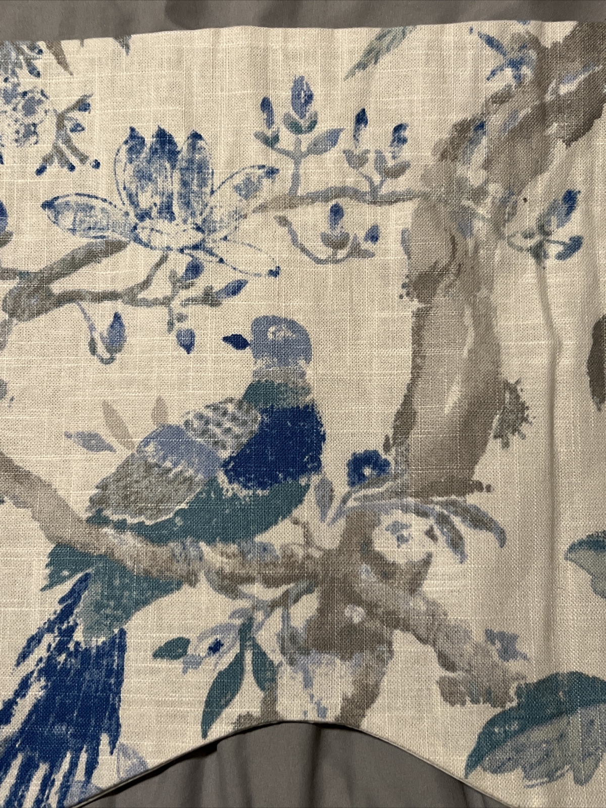 RLF Curtain Valance Home Parrot Blue Gray Cream